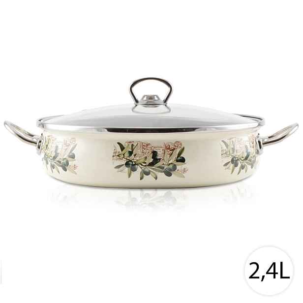 Perfect Home 14835 Smaltovaný kastrol s poklicí PROVENSAL 2,4L, 28 cm, ecru