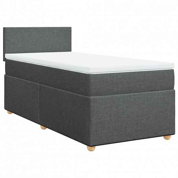 vidaXL Box spring postel s matrací tmavě šedá 100 x 200 cm textil