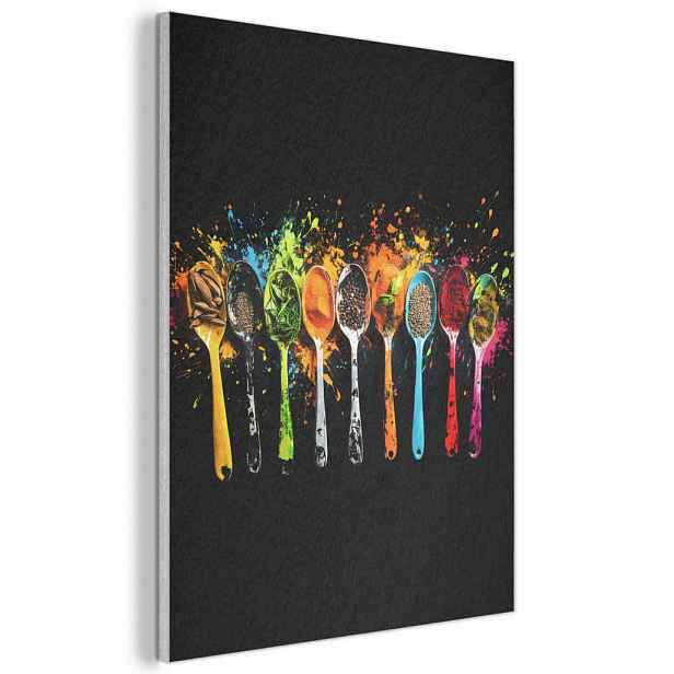 MuchoWow AKUSTICKÝ obraz Lžičky - koření - moderní - graffiti - barva - barevné 60x80 cm