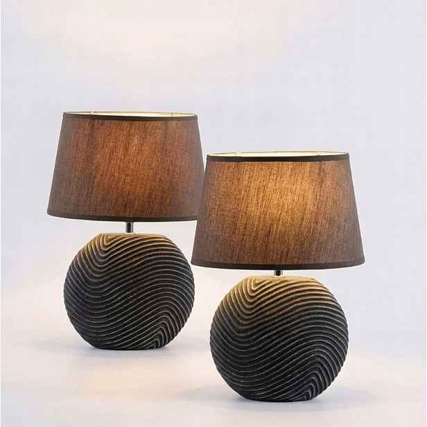 Sada 2 Keramických Nočních Stolních Lamp Brubaker Antracit Mat 38 CM
