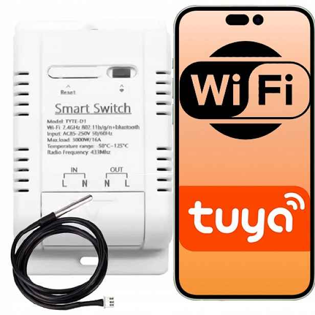 Termostatický relé s termostat vody Wifi 16A Tuya Smart
