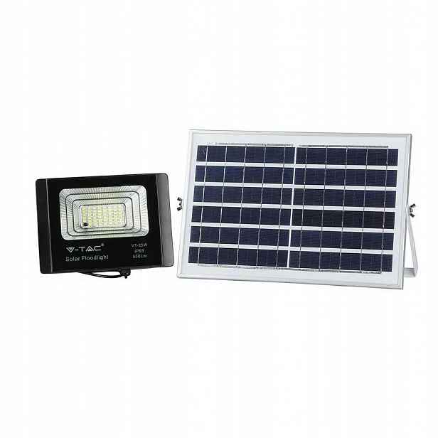 V-tac Solární Led zářič 12W černý IP65 dálkový ovladač časovač VT-25W 6000K
