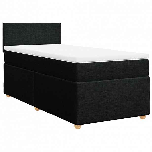 vidaXL Box spring postel s matrací černá 100 x 200 cm textil