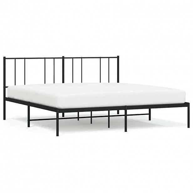 vidaXL Kovový rám postele s čelem černý 183 x 213 cm