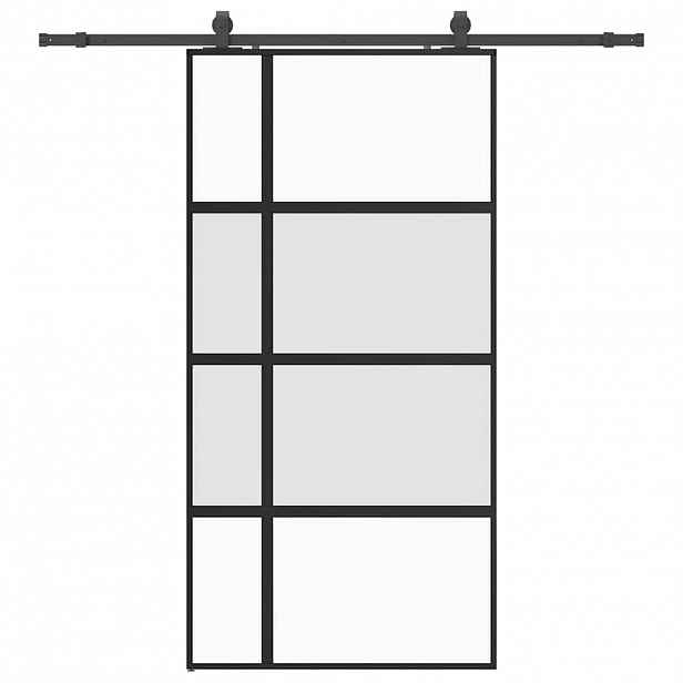 vidaXL Posuvné dveře se sadou kování černé 102,5x205 cm Tvrzené sklo