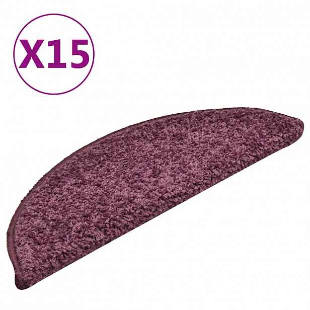 vidaXL Schodové rohože 15 ks 56 x 17 x 3 cm tmavě fialové půlkulaté