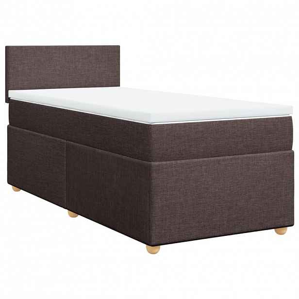 vidaXL Box spring postel s matrací tmavě hnědá 100 x 200 cm textil