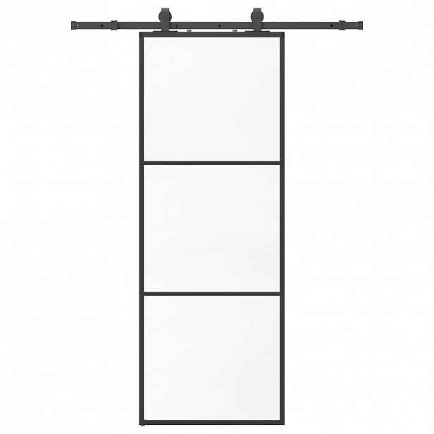 vidaXL Posuvné dveře se sadou kování černé 76x205 cm ESG Glass