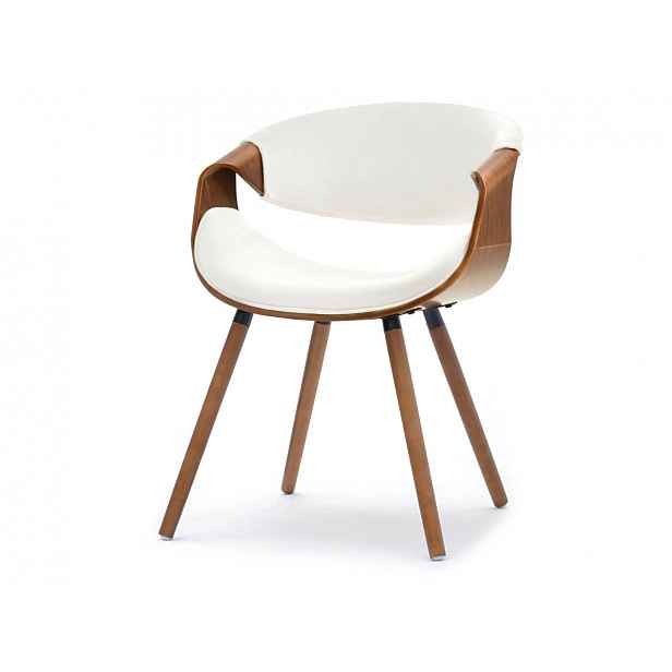 Designová jídelní židle SAROLTA - ořech / krémová
