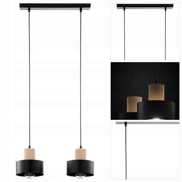 Hnědá závěsná lampa Rif Wood moderní v obývacím pokoji, intimní atmosféra Sigma