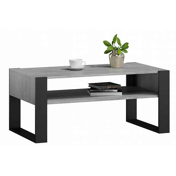 Lavička konferenční stolek Kaja 120 cm beton-černý loft retro Per