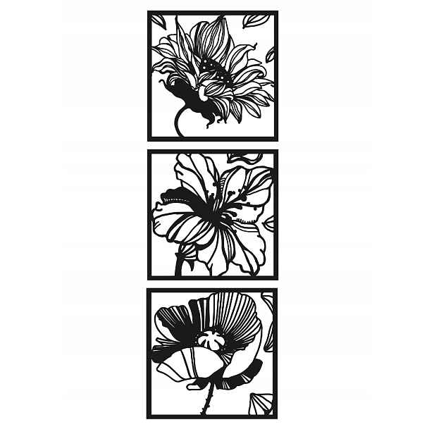 Obraz Dekor dřevo Květ Triptych 60X60 3ks Barvy