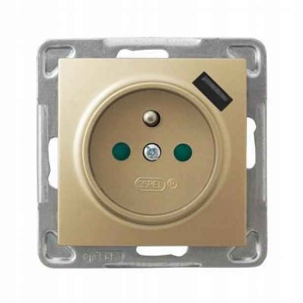 Ospel Impression zlatý zásuvka s uzemněním Usb GP-1YZPUSB/m/28