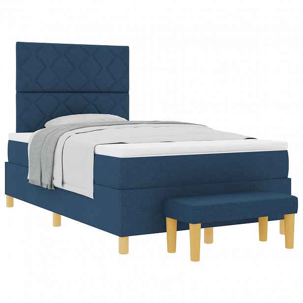 vidaXL Postel s boxspringem s polštářem Modrá 200 x 120 cm textil