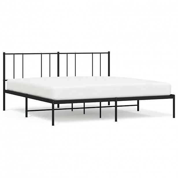 vidaXL Kovový rám postele s čelem černý 200 x 200 cm