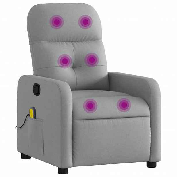 vidaXL Masážní polohovací křeslo světle šedé textil