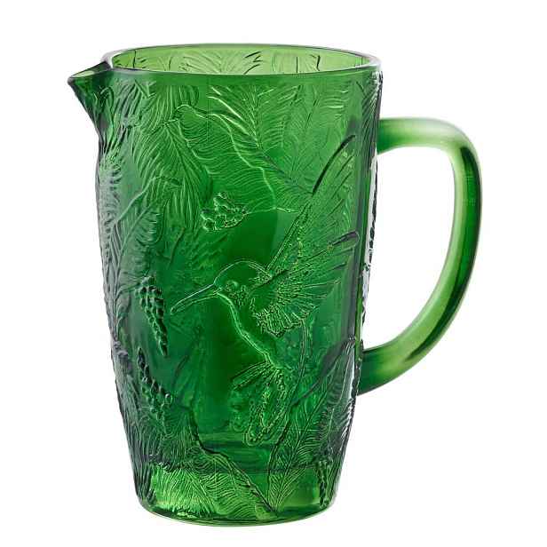 Zelený skleněný džbán kolibřík Hummin Bird - 19*12*19 cm / 1000 ml J-Line by Jolipa