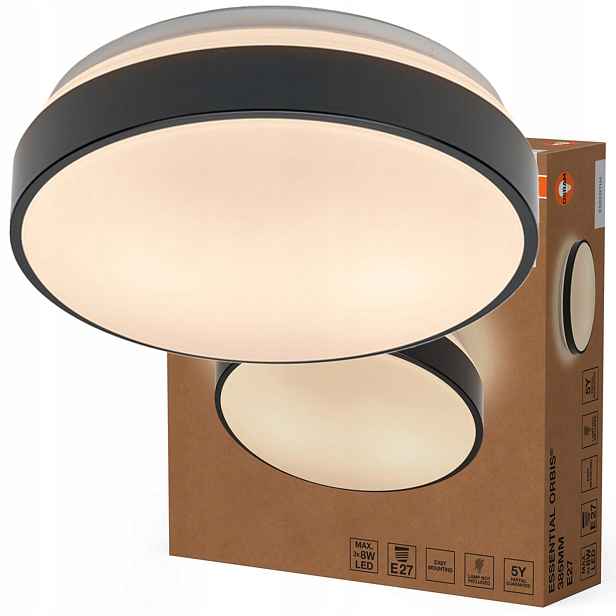 Stropní Svítidlo Led Panel Nástěnný Stropní Svítidlo Svítidlo 3x E27 Černá Orbis Osram