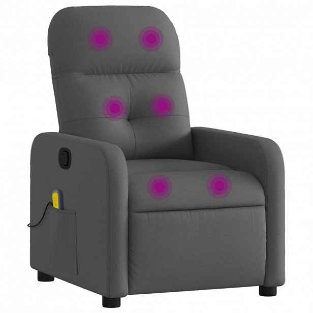 vidaXL Masážní polohovací křeslo tmavě šedé textil