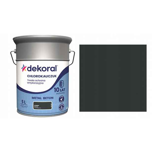 Dekoral Chlorokaučuk Na Kov A Betonu 5L Černá RAL9005 Lesk
