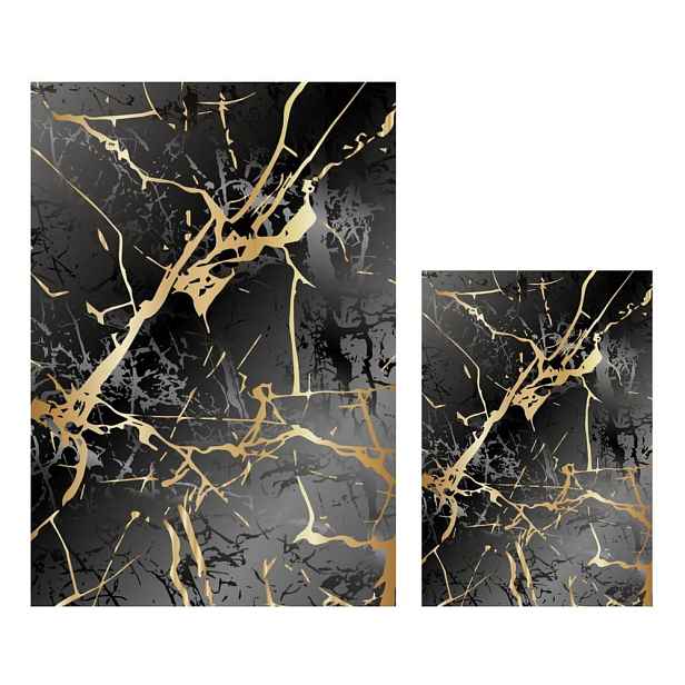 Koupelnové předložky v černo- zlaté barvě v sadě 2 ks 60x100 cm Cracks – Mila Home
