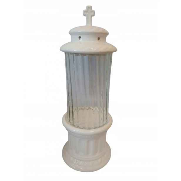 Lampion Hřbitovní Svíčka Keramický ZS4 Bílý 35 cm