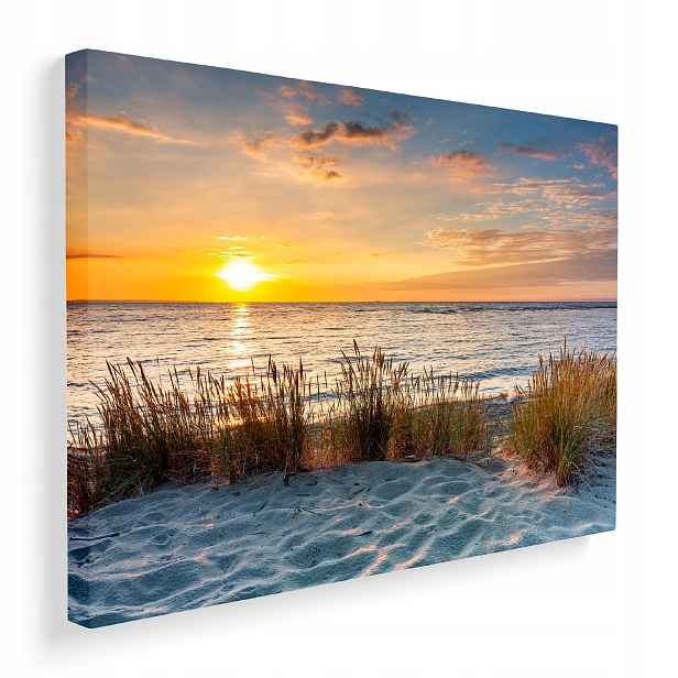 Obraz na plátně moře pláž západ slunce pohled na zeď 70x50 cm