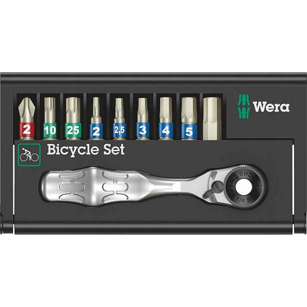 Sada bitů s ráčnou 1/4" pro kolo Bit-Check Bicycle Set 9 9-dílná Wera