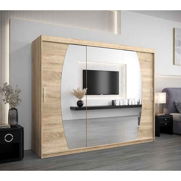 Šatní skříň NATALIE - šířka 250 cm, dub sonoma