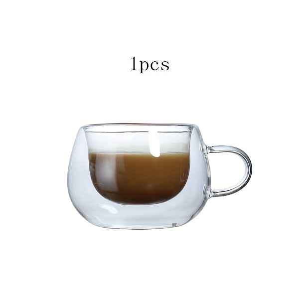 TEMU 3.7 Oz (cca 110G) Malá průhledná skleněná dvojitě stěnová šálek na kávu s rukojetí, izolovaný, na cappuccino, čaj, latte, šálek na nápoje