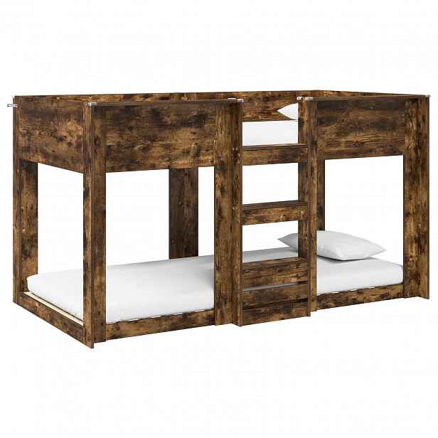 vidaXL Patrová postel pro děti Kouřový dub 90 x 190 cm