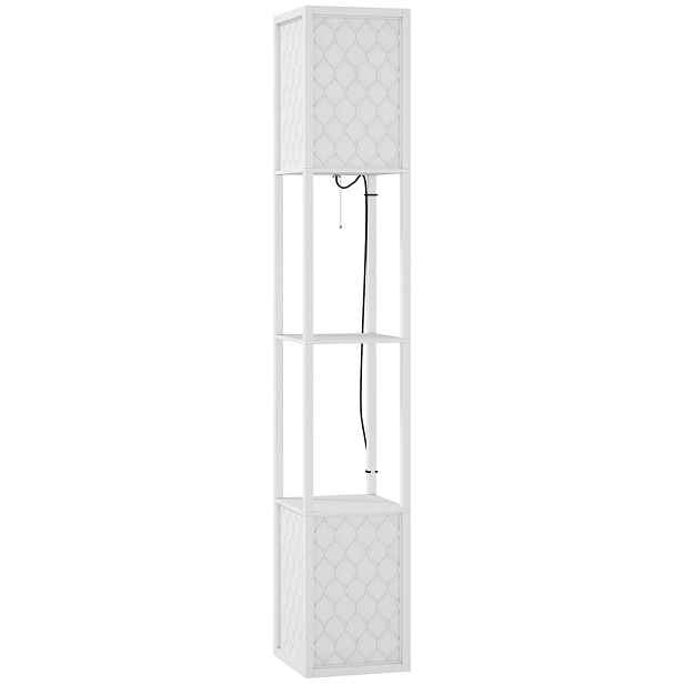 HOMCOM STOJACÍ lampa MDF plast bílá