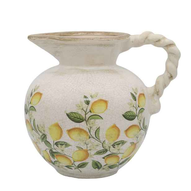 Béžový antik keramický džbán s citróny Limone Blossom - 20,5*18,5 cm Chic Antique