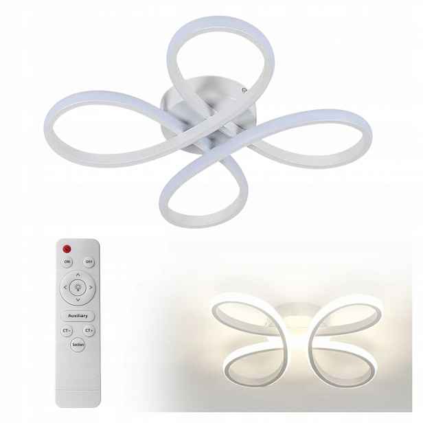 Dekorativní Lampa Stropní Svítidlo Led Květina 4 Obruče Osvětlení Bílá 40x50 cm 32W