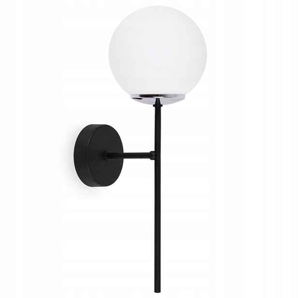 Nástěnná Lampa Černá Chrom Lampa Do Koupelny Kuchyně Glamour Bílá Koule
