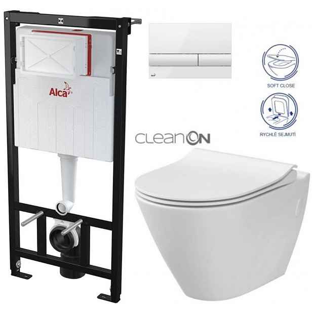 Předstěnový instalační systém s bílým tlačítkem M1710 + WC CERSANIT CLEANON CITY AM101/1120 M1710 CI1