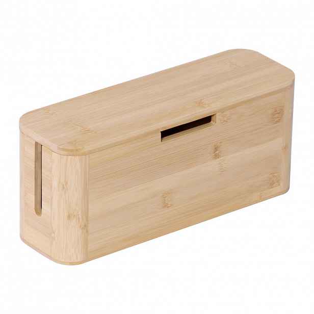 Relaxdays ORGANIZÉR přírodní bambus na kabely magnetické víko 34 cm