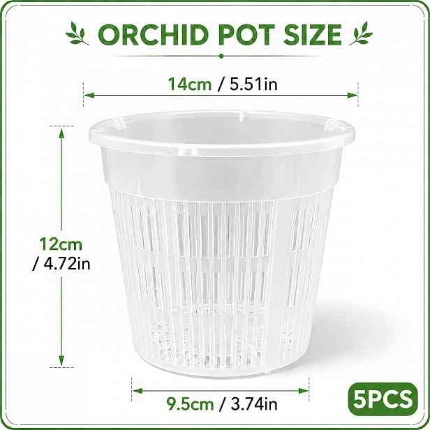 TEMU 5 ks 5.51In Průhledné květináče pro orchideje, zesílené transparentní děrované květináče s kontrolou kořenů a ventilačním designem, odolné