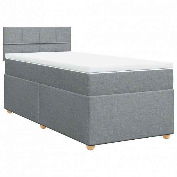 vidaXL Box spring postel s matrací světle šedý 100 x 200 cm textil