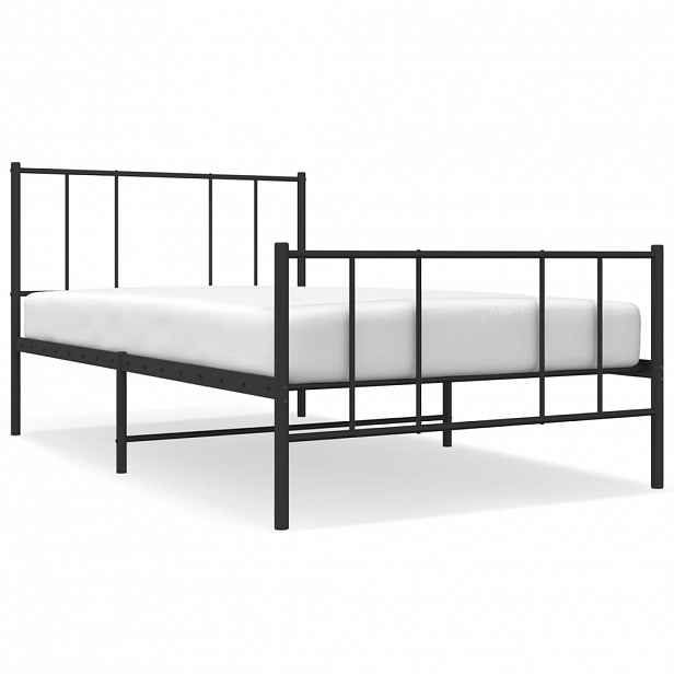 vidaXL Kovový rám postele s hlavovým a nožním čelem černý 100 x 200 cm