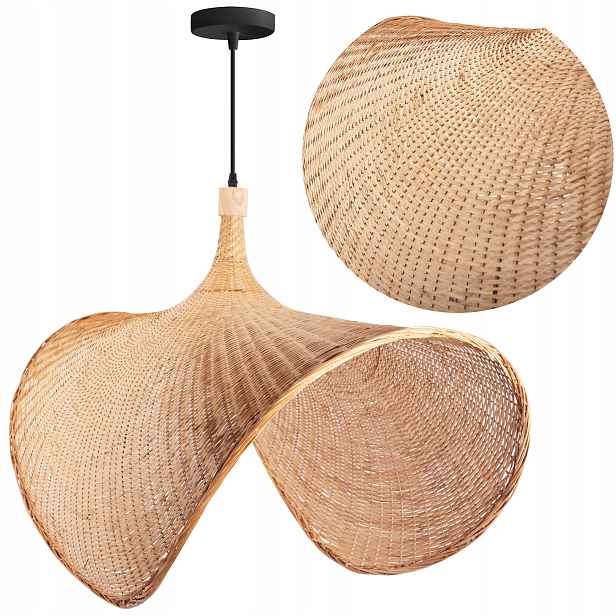 Bambusová Závěsné Stropní Svítidlo Boho Slaměný klobouk Lehká