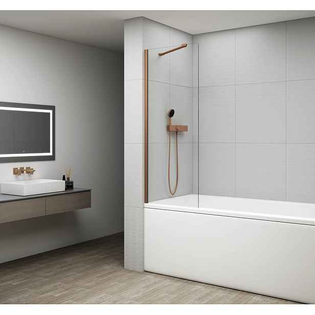 Polysan FISA vanová zástěna 800x1500mm, měď mat, čiré sklo