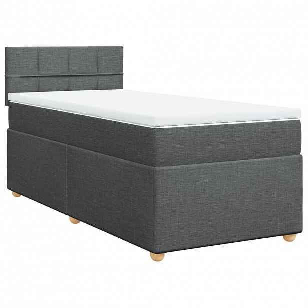 vidaXL Box spring postel s matrací tmavě šedá 100 x 200 cm textil