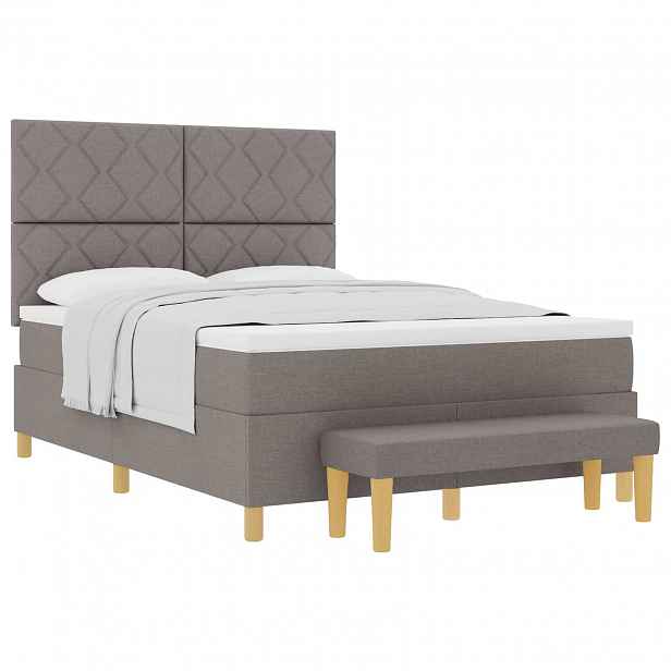vidaXL Postel s boxspringem s polštářem Taupe 140 x 190 cm textil