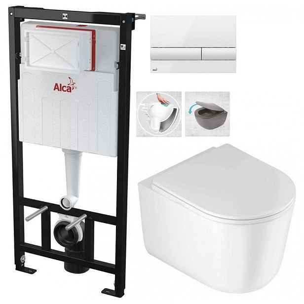 Předstěnový instalační systém s bílým tlačítkem M1710 + WC DEANTE Jasmin se sedátkem RIMLESS /VÍROVÉ SPLACH/ AM101/1120 M1710 JA1