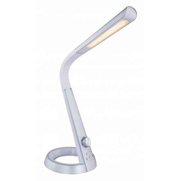 Stříbrná stolní lampa Mitti s tlumením pro pracovnu Globo