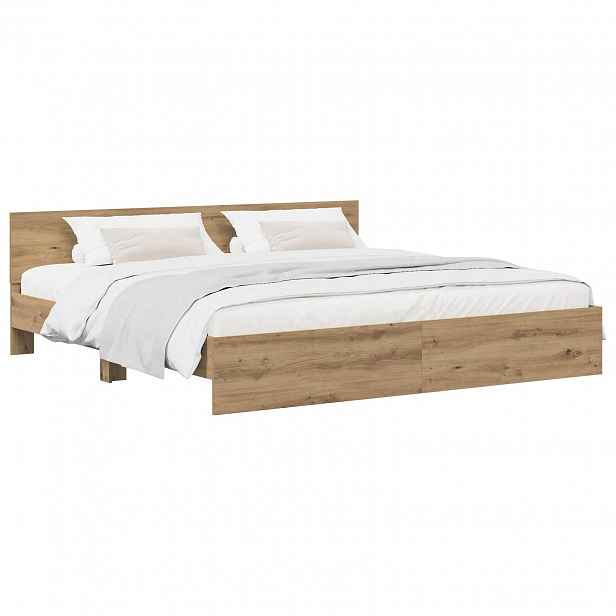 vidaXL Rám postele s čelem Dub artisan 200 x 200 cm Kompozitní dřevo