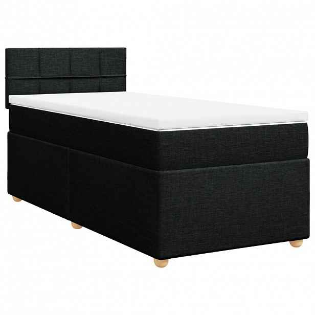 vidaXL Box spring postel s matrací černá 100 x 200 cm textil