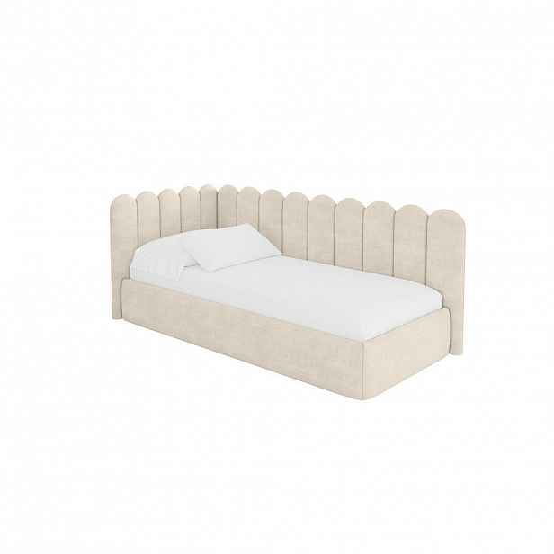 ALTDECOR JEDNOLŮŽKOVÁ POSTEL pro mládež s úložným prostorem a matrací H3/H4, vpravo - ARTY 80x200 béžová
