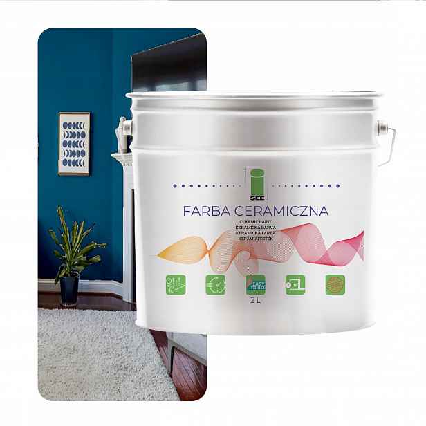 Barva Na Stěny Keramická, Omyvatelná, Modrá, Tónovaná, 2 L, Odolná Proti Skvrnám